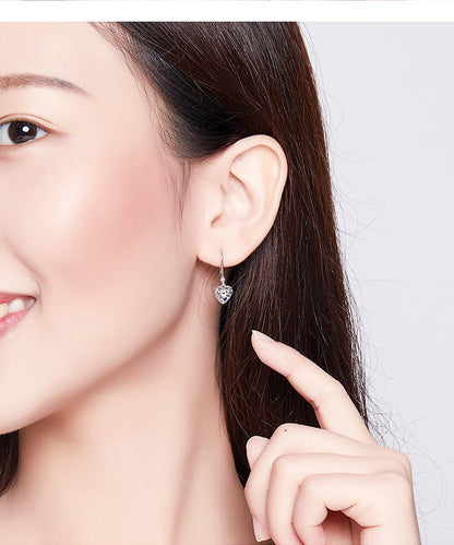 S925 Sterling Silver Stud Earrings Hollow Heart Shaped Earrings