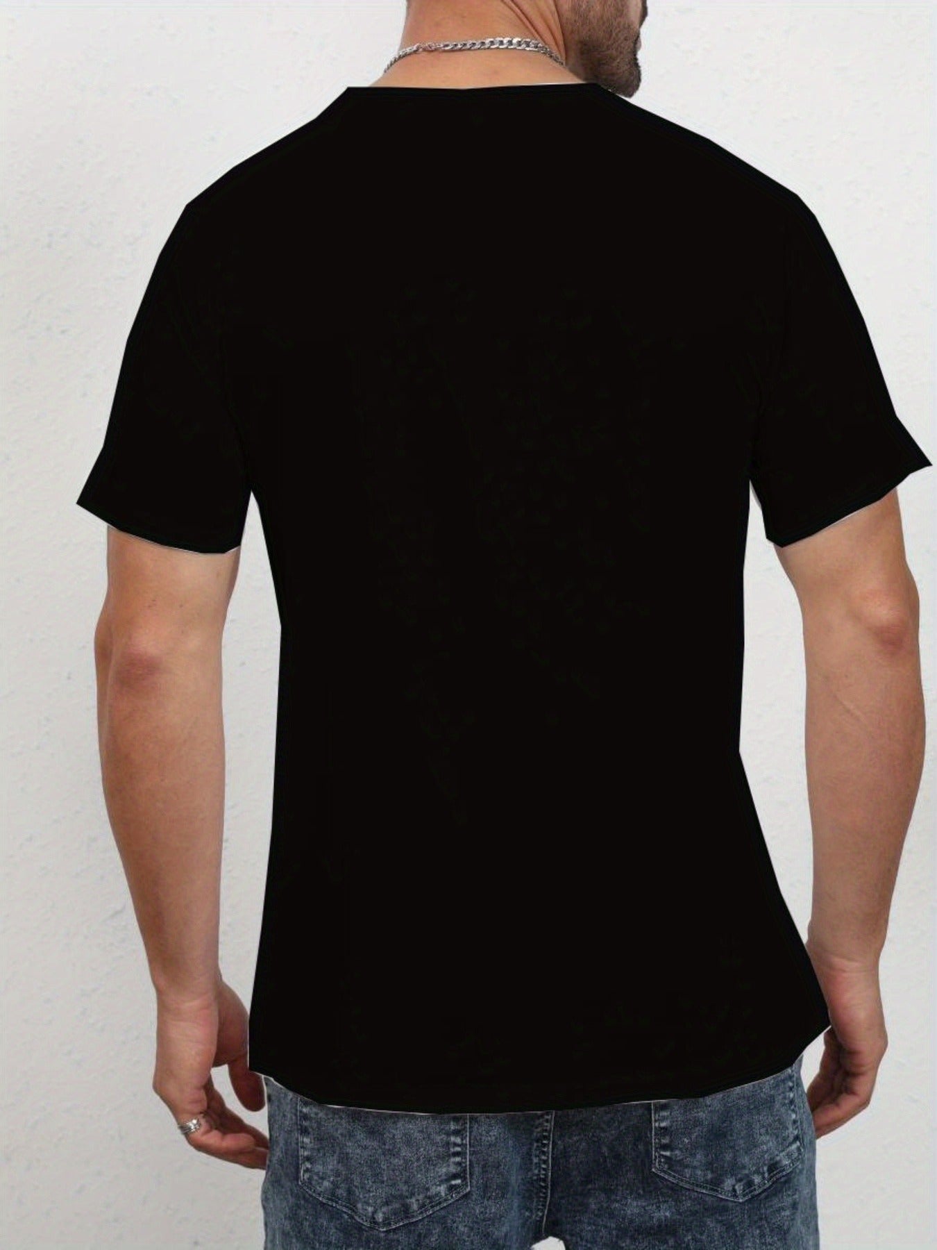 Faith Print Men's Round Neck Fashionable Short Sleeved Sports T-shirt, Comfortable And Versatile, Suitable For Summer And Spring, Sports Style, Comfortable Fit T-shirt, As A Gift