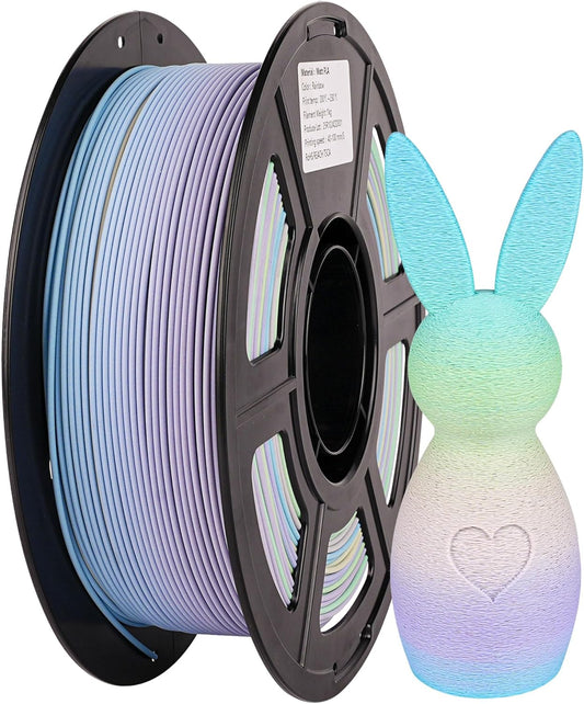 Matte PLA 3D Printer Filament, Dimensional Accuracy +/- 0.02 mm, 1 kg Spool, 1.75 mm (Rainbow)