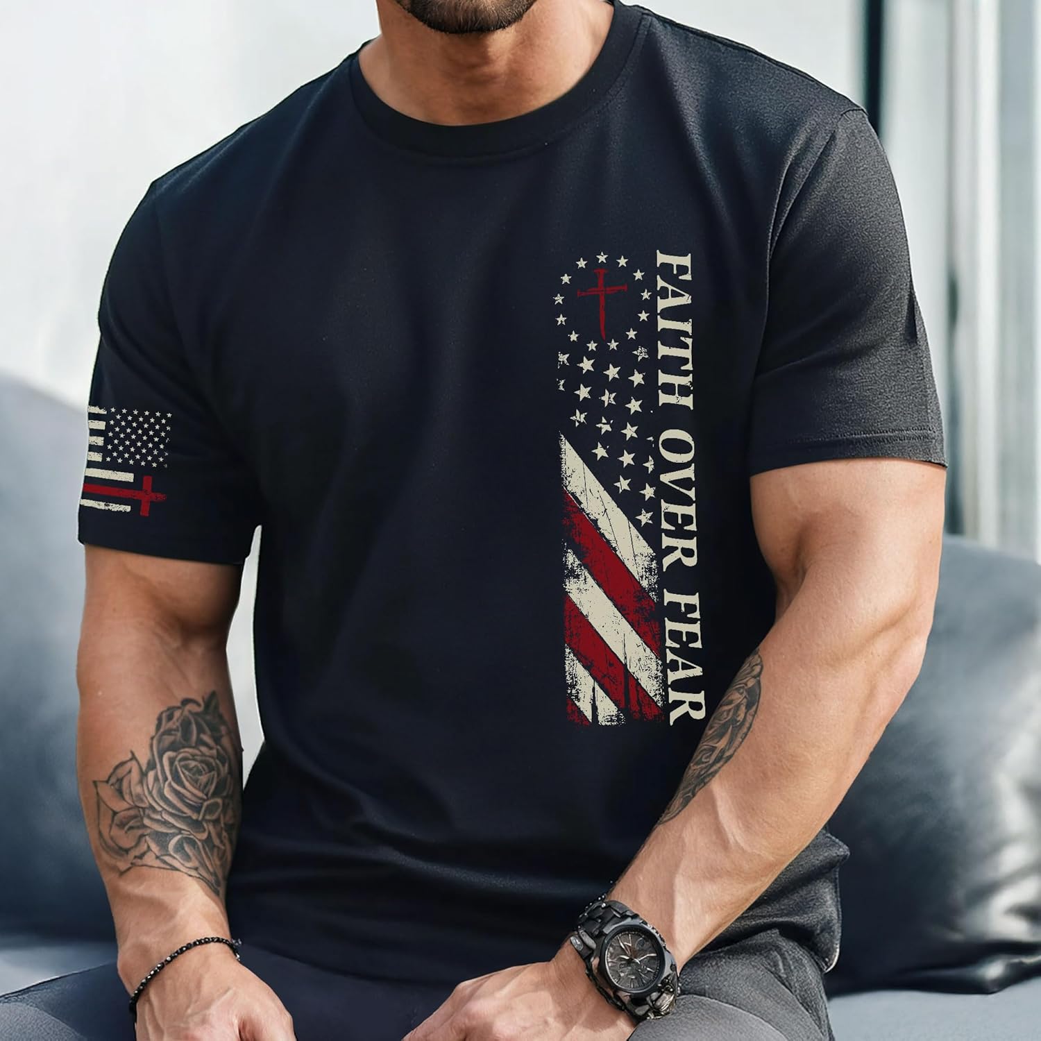 Faith Over Fear Shirt Men, Religious Shirts, Jesus Shirt, Christian Shirts for Men, Graphic Tees for Women