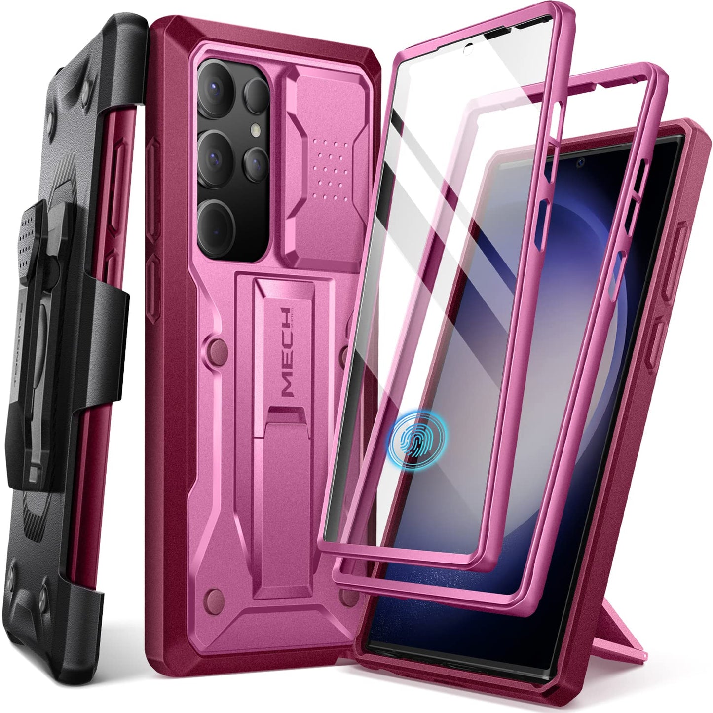 TONGATE for Samsung Galaxy S23 Ultra Case, [Built-in Slide Camera Cover & Screen Protector] [2 Front Frame] Military Grade Shockproof S23 Ultra Phone Case with Kickstand & Belt-Clip 6.8", Black
