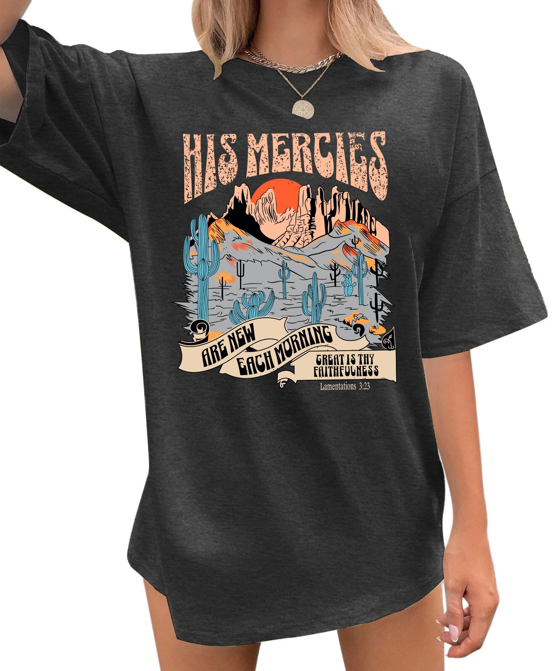 Oversized Tshirts for Women Christian Shirts Faith Over Fear Shirt Short Sleeve Jesus Tees Loose Casual Religious Tops