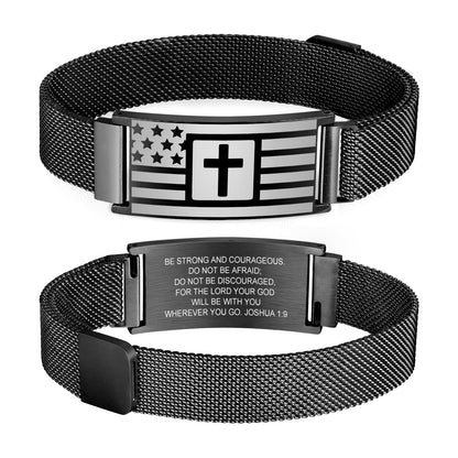 VNOX Personalized Religious Jewelry-Engraved Inspirational Christian Faith Bible Verse Quote Wristbands Elegant Link Bracelet Encouragement Gift,Cassic Watch Band Strap Design