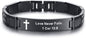 MEALGUET Stainless Steel Religous Scripture Quote Faith Christian Bible Verse Inspirational Cross Carbon Fiber Link Bracelet for Men