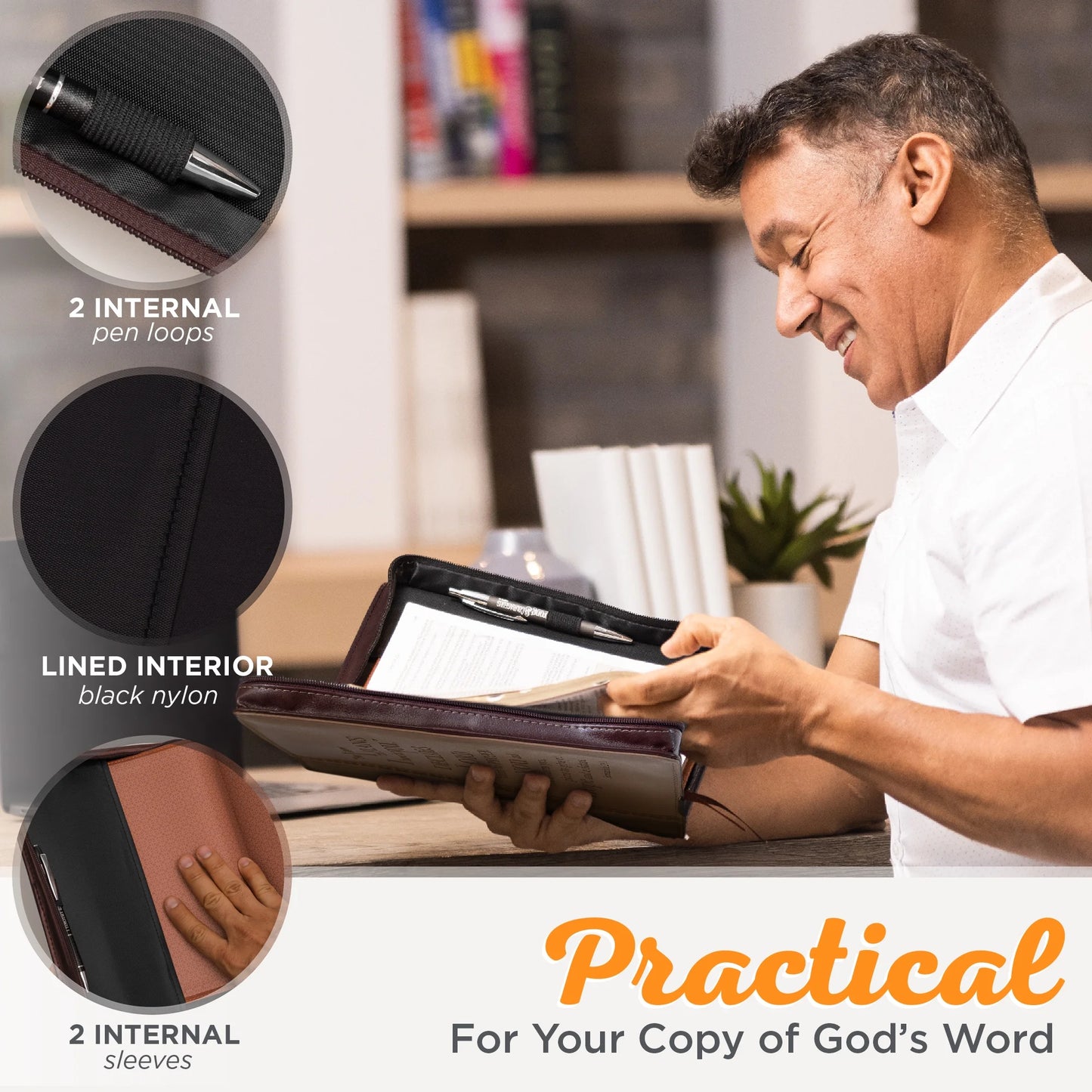 Christian Art Gifts Tan Faux Leather Bible Cover for Men and Women I Know the Plans - Jeremiah 29:11 Zippered Case for Bible or Book with Handle, Extra Large