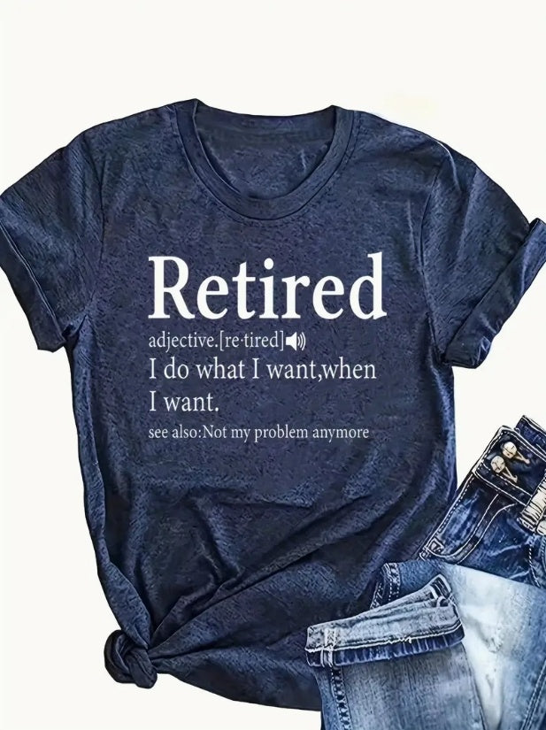 English Letters - Printed Round Neck T-Shirt Casual And Loose - Daily Wear - Women's Clothing