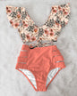 High Waist Bikini Ruffle Swimwear Women Print Sexy Swimsuits