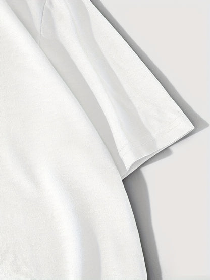 Large Men's Casual Fashion Sports T-shirt, Faith Pattern Round Neck Comfortable T-shirt Summer Clothing