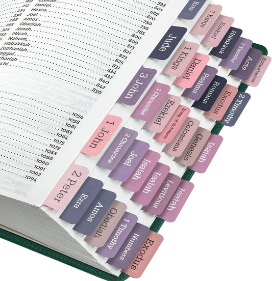 Bible Tabs, 75 Tabs, Laminated Bible Index Tabs for Women and Men, Bible Book