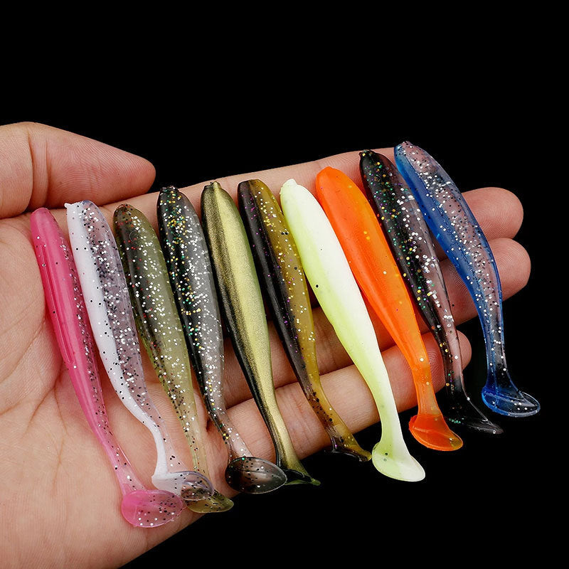 Soft Worm Mandarin Fish Topmouth Culter Lure Two-tone T Tail