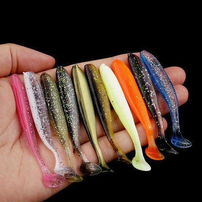 Soft Worm Mandarin Fish Topmouth Culter Lure Two-tone T Tail