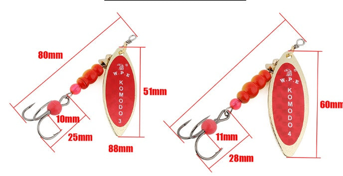 Bait Rotating Glitter Brass Spinner Connecting Rod High Carbon Steel Hook