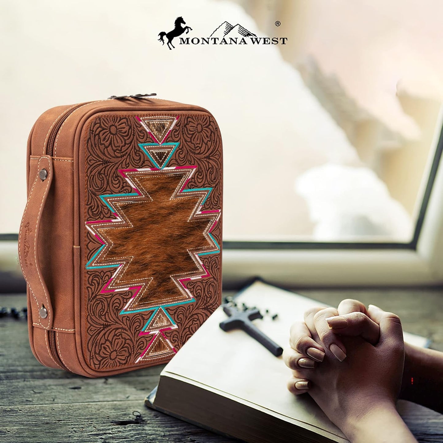 Montana West Western Style Embroidered Bible Covers for Women Men Book Carrying Case Church Bag Outdoor Bible Protective