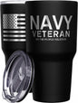 We the People Holsters - Navy Veteran Travel Mug - American Flag Coffee Tumbler - Military Double Insulated Tumbler - 30 Oz