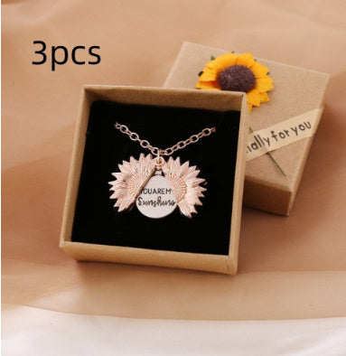 You Are My Sunshine Sunflower Necklace Women Men