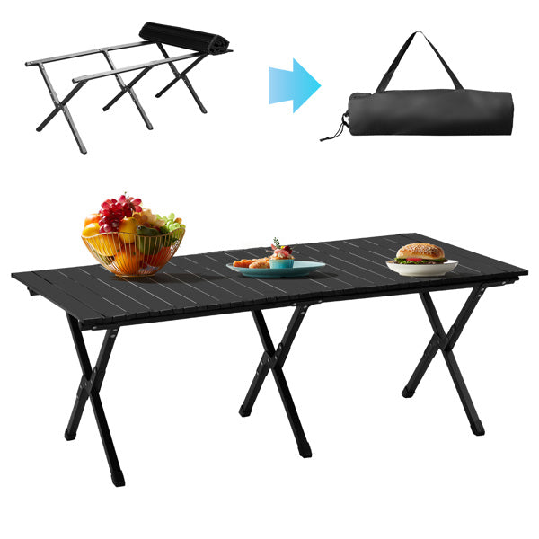 116X60X42cm Black Camping Roll Table