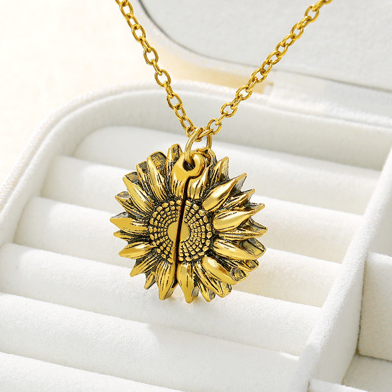 You Are My Sunshine Sunflower Necklace Women Men