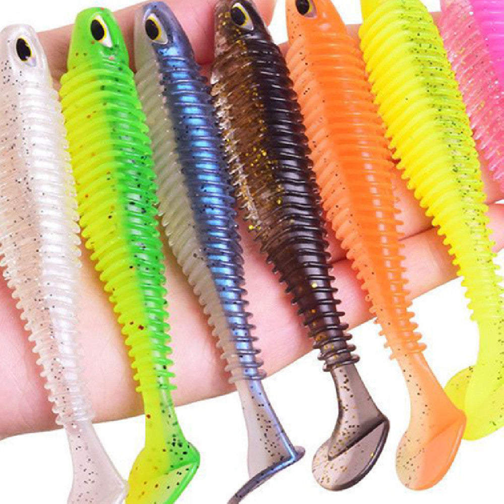 Luya Big T-tail Soft Fish Bait With Crank Lead Head