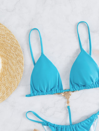 Sexy Hollow Out Swimwear Women Solid Push Up Padded Backless