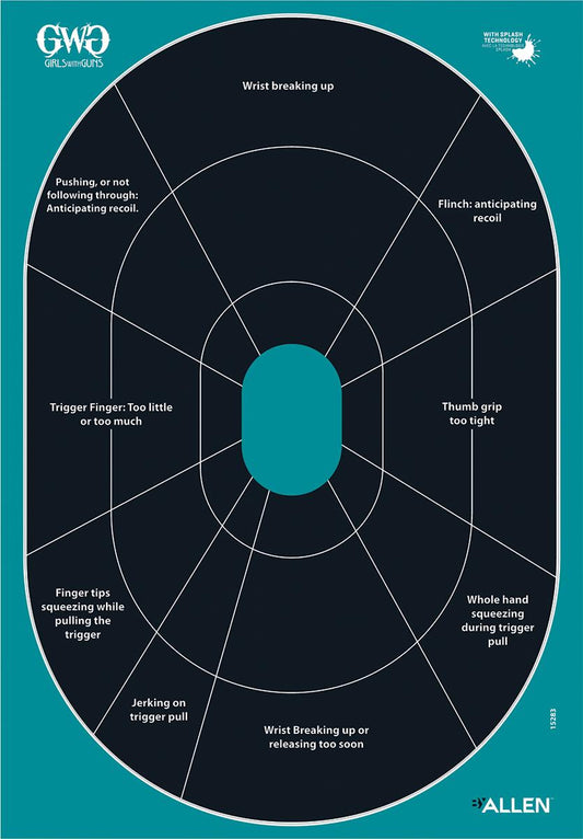 Allen Paper Targets Allen Girls with Guns Splash Adhesive Oval SiLeft Handoutte Target 12x18 - 5/ct