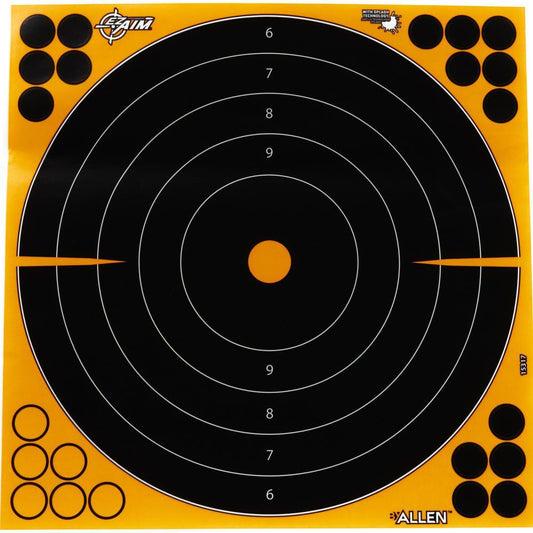 Allen Shooting|Paper Targets Allen EZ Aim Adhesive Splash Bullseye Target 12" Black and Yellow 25 Pack