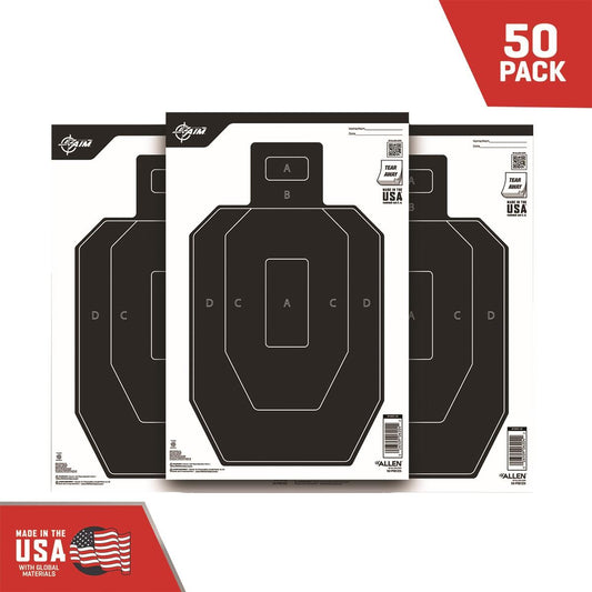 Allen Paper Targets Allen EZ Aim Paper IPSC 1/2 Size Target 12x18 Black and White 50/ct
