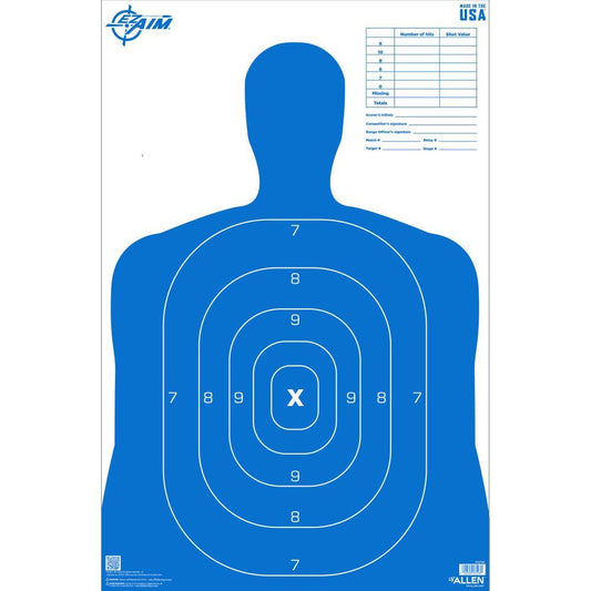 Allen Paper Targets Allen EZ Aim B27 Pro SiLeft Handouette Paper Target Blue 23" x 35" 50/ct