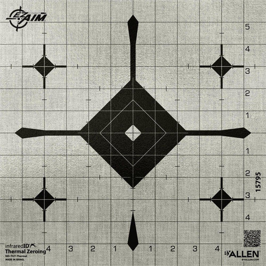 Allen Paper Targets Allen EZ Aim Thermal ID Grid Bullseye Paper Target 12" x 12" - Gray