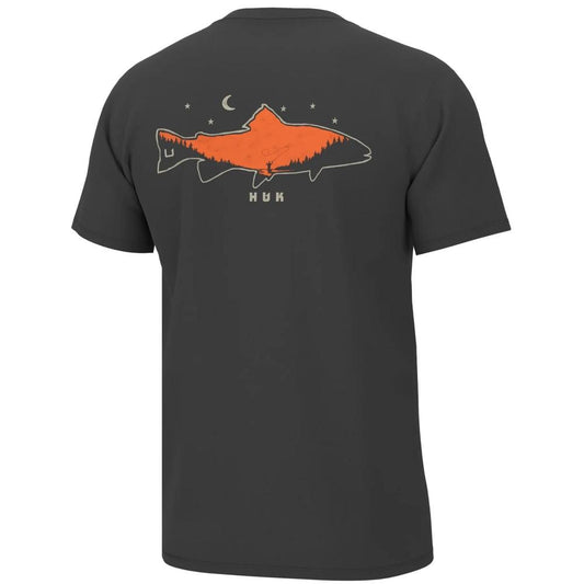HUK Short Sleeve Shirts|Clothing &amp; Footwear HUK Huk Moon Trout Short Sleeve Shirt Volcanic Ash S