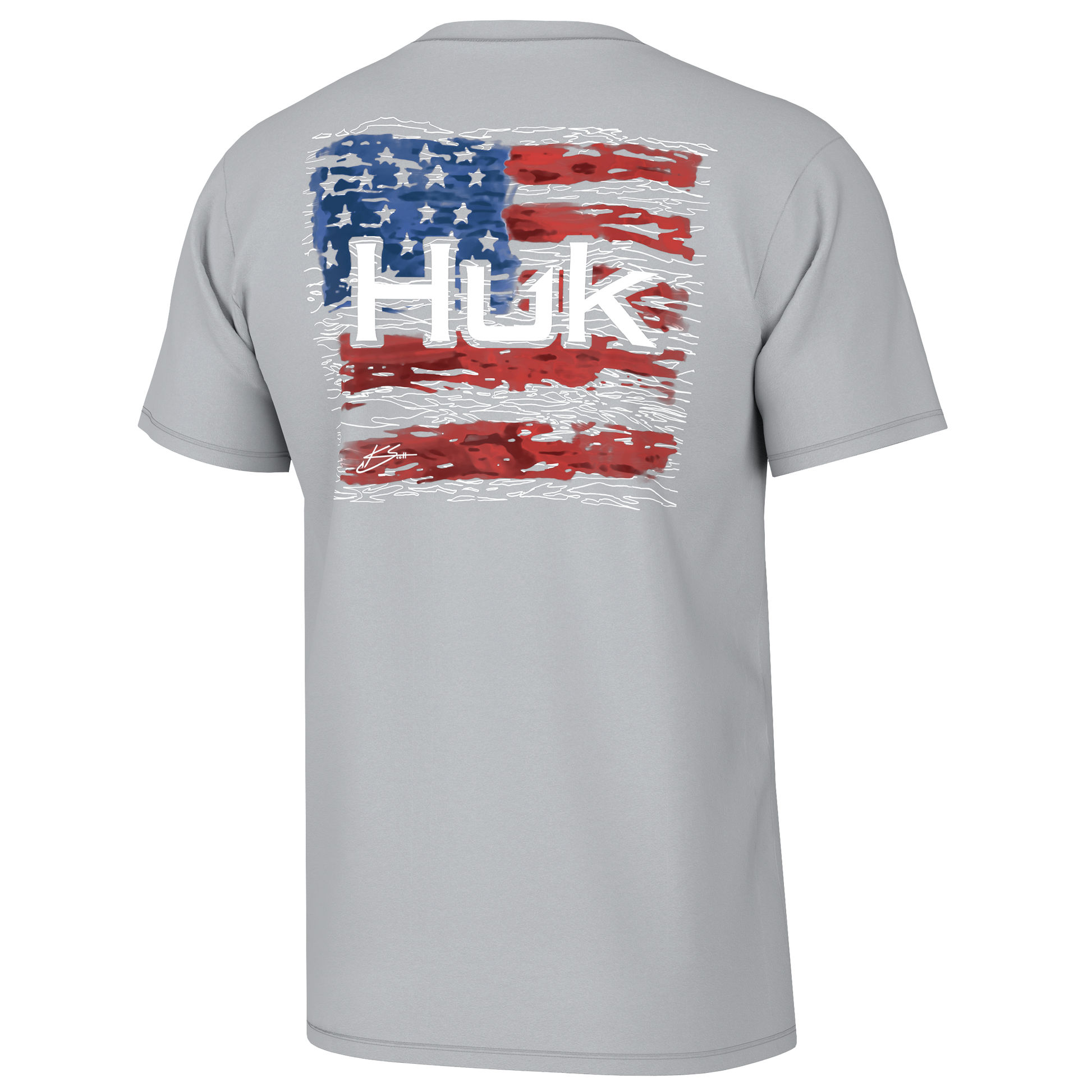 HUK Short Sleeve Shirts HUK Huk KC Fly Flag Shirt Sleeve Shirt Harbor Mist L