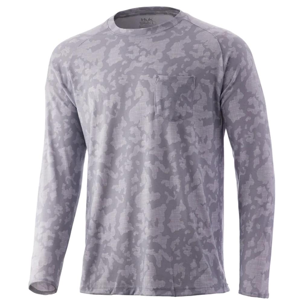 HUK Long Sleeve Shirts HUK Huk Waypoint Running Lakes Long Sleeve Shirt Overcast Grey M