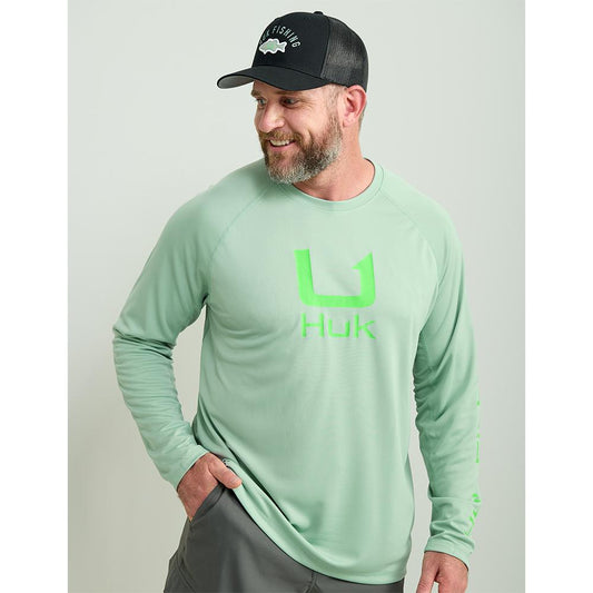HUK Long Sleeve Shirts HUK Huk Icon Crew Long Sleeve Shirt Fog Green XL