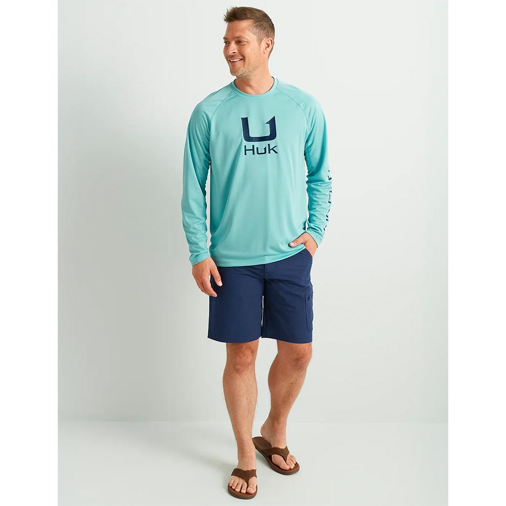 HUK Long Sleeve Shirts HUK Huk Icon Crew Long Sleeve Shirt Marine Blue XL