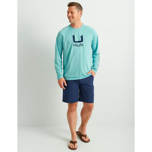 HUK Long Sleeve Shirts HUK Huk Icon Crew Long Sleeve Shirt Marine Blue XL