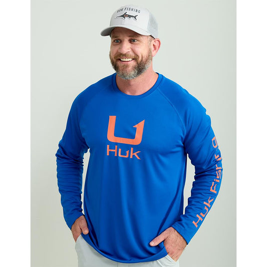 HUK Long Sleeve Shirts HUK Huk Icon Crew Long Sleeve Shirt Ocean Blue L