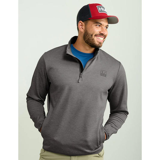 HUK Long Sleeve Shirts HUK Huk Coldfront & Performance 1/4 Zip Long Sleeve Shirt Volcanic Ash Heather M