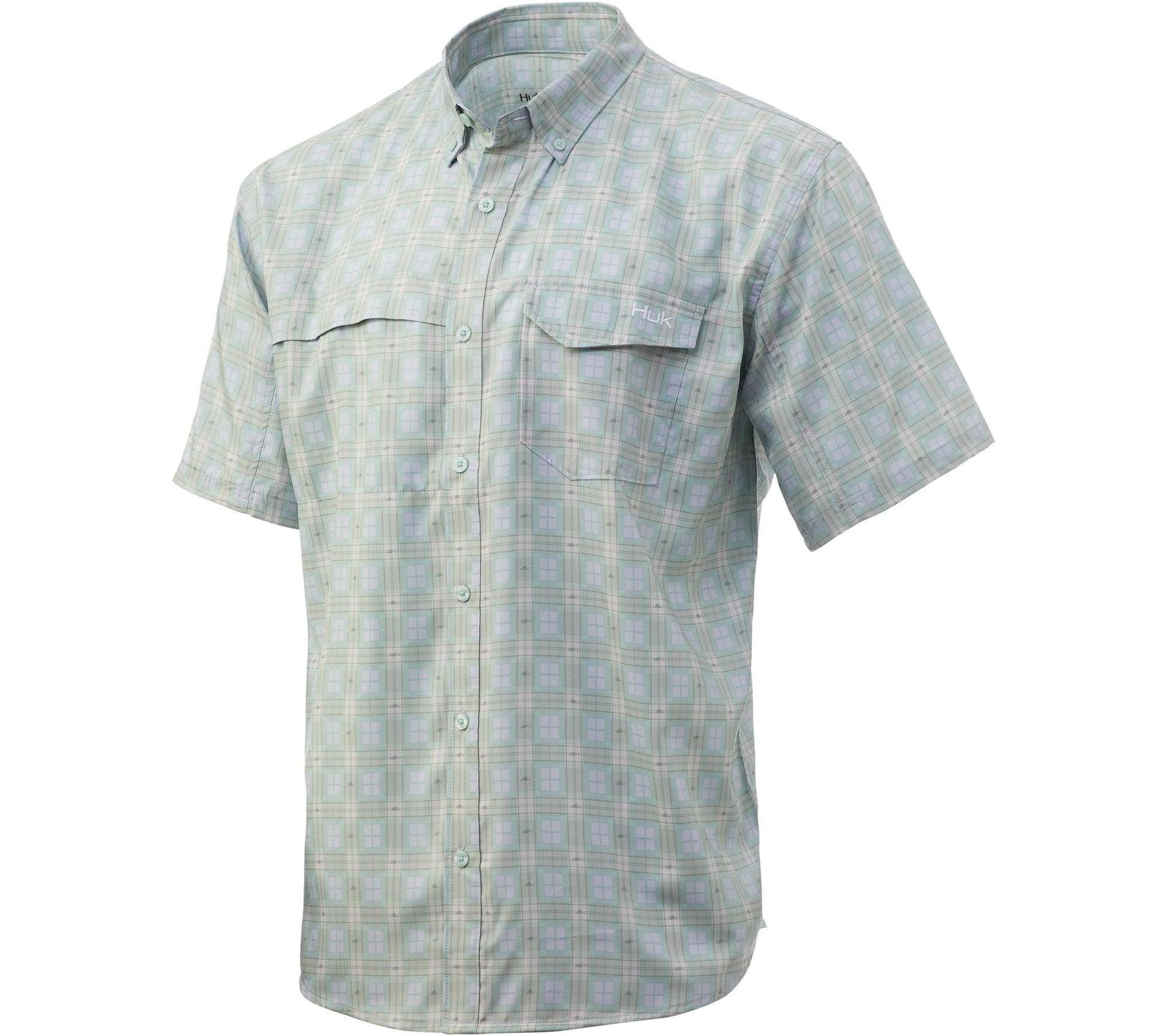 HUK Short Sleeve Shirts|Clothing &amp; Footwear HUK Huk Tide Point Fish Plaid SS Plein Air Mens M