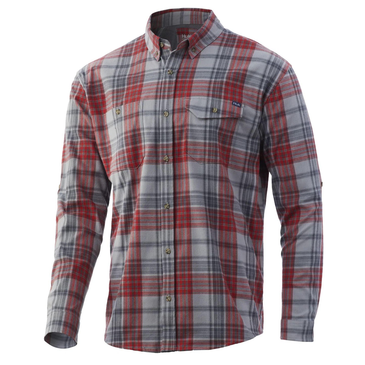 HUK Long Sleeve Shirts|Clothing &amp; Footwear HUK Huk Rutledge Fishing Flannel Volcanic Ash S