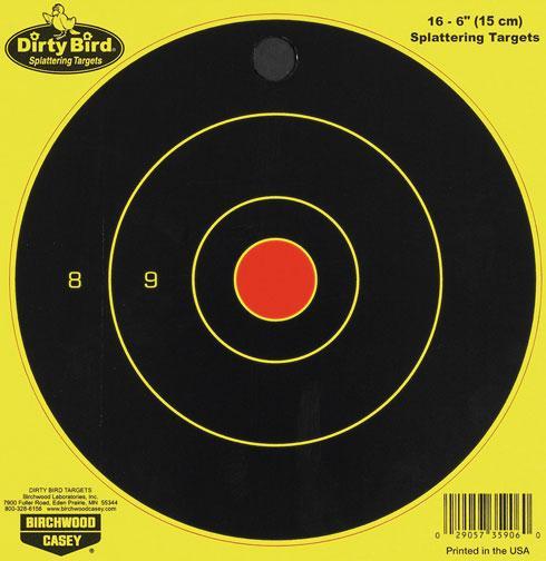 Birchwood Casey Paper Targets Birchwood Casey Birchwood Casey Dirty Bird Bull's-Eye Targets - 6" Round 16/Pack
