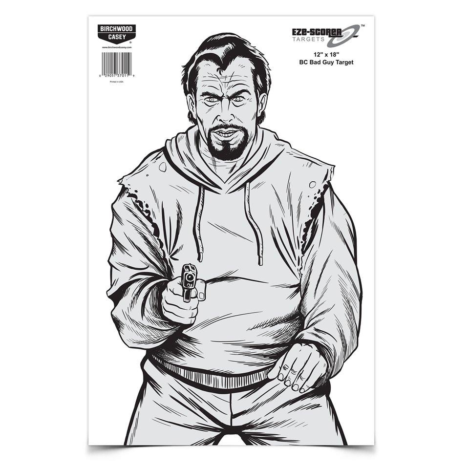 Birchwood Casey Paper Targets Birchwood Casey Birchwood Casey Eze-Scorer BC Bad Guy Paper Target - 12"x18" 10 Pack
