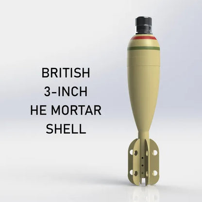 British 3-Inch HE Mortar Shell (WWII/Korean War) Full-Size 3D Printed Replica