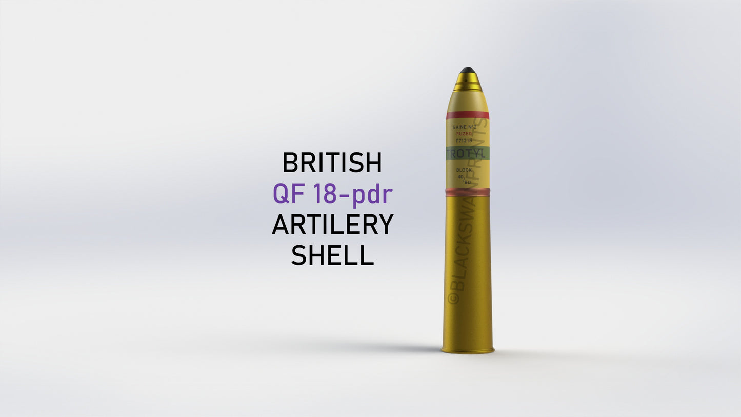 WW1 British 18-Pounder Mk II HE Shell (WWI) Full-Size 3D Printed Replica