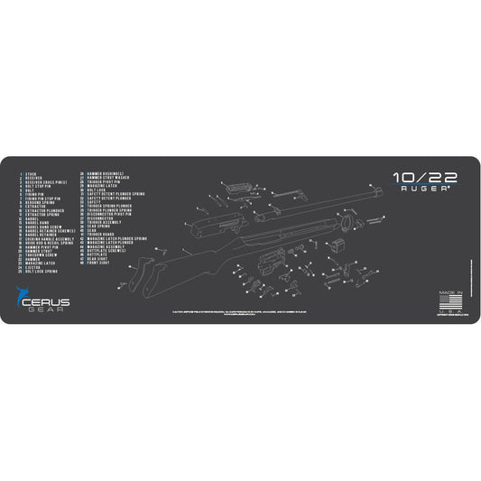 Cerus Gear Gun Cleaning Mats Cerus Gear 12x36 Ruger 10/22 Schematic Promat Grey