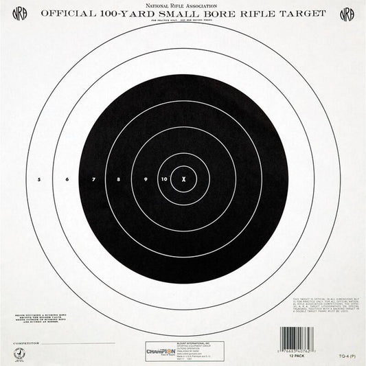 Champion Paper Targets Champion Official NRA Paper Targets TQ-4(P) 100 yd Small Bore Rifle Single Bull 100/ct