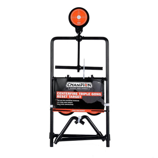 Champion Steel Targets Champion Centerfire Handgun Triple Gong Reset Target Steel Card