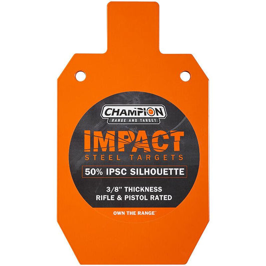 Champion Steel Targets Champion Impact Steel SiLeft Handouette Target 50% IPSC Rifle Rated Orange