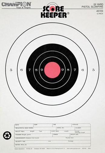 Champion Paper Targets Champion Scorekeeper Targets Fluorescent Orange Bull - 25 yd. Pistol Slow Fire 100/Pack