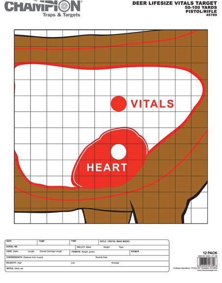 Champion Paper Targets Champion Animal Paper Targets Deer Vitals 12/Pack