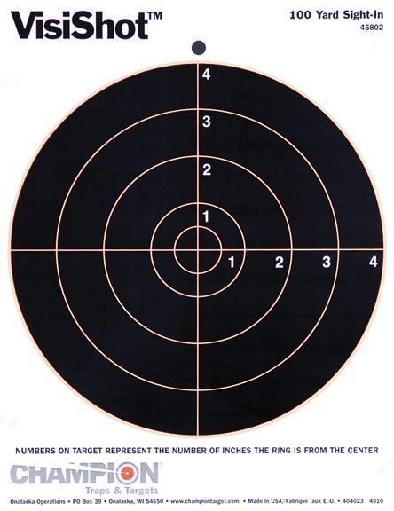 Champion Paper Targets Champion VisiShot Targets 8" Bull's Eye Target - 8.5" X 11" 10/Pack