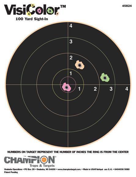 Champion Paper Targets Champion VisiColor High-Visibility Paper Targets 8" Bull 8.5" X 11" 10/Pack